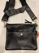 Load image into Gallery viewer, GENUINE LEATHER BAG: TAYLOR CROSSBODY BLACK WITH SILVER GOLD STRIPE
