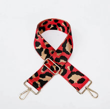 Load image into Gallery viewer, SALE BAG STRAP: ANIMAL PRINT RED (GOLD AND SILVER HARDWARE)
