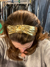Load image into Gallery viewer, SALE HEADBAND: VEGAN LEATHER KNOT/TWIST (GOLD)
