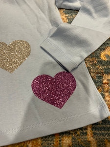 KIDS: BLUE HOODIE G:ITTER HEARTS (SIZE 2)