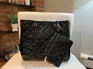 NEOPRENE TOTE: PUFFER QUILTED BLACK