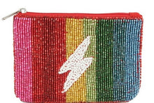 Load image into Gallery viewer, BEADED COIN PURSE: RAINBOW BOLT
