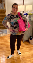 Load image into Gallery viewer, CANVAS FRINGE TOTE LARGE: STONES SMILE FUCHSIA
