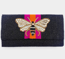 Load image into Gallery viewer, CLUTCH BAG:BEADED BLACK PEARL BEE

