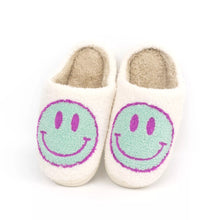 Load image into Gallery viewer, SLIPPERS: SMILE BLUE PURPLE
