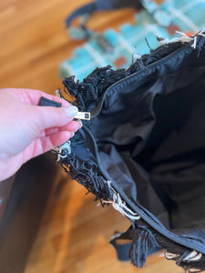 CHECK FRINGE TOTE STRAP BAG: ORANGE WHITE
