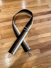 Load image into Gallery viewer, FINAL SALE BAG STRAP: STRIPE BROWN BLACK TAN (SILVER HARDWARE)
