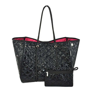 NEOPRENE TOTE: PUFFER QUILTED BLACK