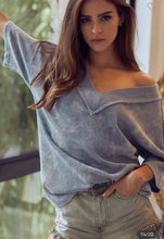 Load image into Gallery viewer, SALE TOP: MINERAL WASH V NECK TOP (DENIM)
