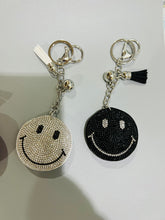 Load image into Gallery viewer, KEYCHAIN: RHINSTONE SMILE BLACK
