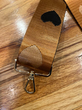 Load image into Gallery viewer, SALE BAG STRAP: HEARTS  TAN BLACK (GOLD OR SILVER HARDWARE)
