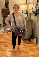 Load image into Gallery viewer, CANVAS FRINGE TOTE MINI: SMILE BLUE RED W SCARF
