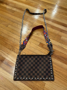 SALE VEGAN CHECK CROSSBODY W CHAIN & STRAP
