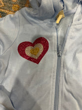 Load image into Gallery viewer, KIDS: BLUE HOODIE G:ITTER HEARTS (SIZE 2)
