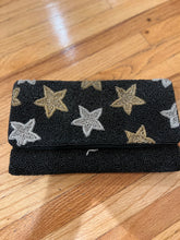 Load image into Gallery viewer, CLUTCH BAG: BEADED BLACK STARS
