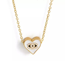 Load image into Gallery viewer, NECKLACE: ENAMEL HEART EYE (WHITE)
