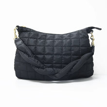 Load image into Gallery viewer, PUFFER QUILTED BRAID STRAP: QUILTED HOBO BAG (BLACK)
