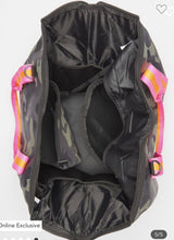 Load image into Gallery viewer, NEOPRENE TRAVEL BAG: CAMO PINK STRAP
