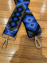 Load image into Gallery viewer, SALE BAG STRAP: GEOMETRIC BLUE BLACK  (GOLD HARDWARE)
