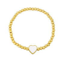Load image into Gallery viewer, BRACELET: GOLD BEAD HEART (WHITE)
