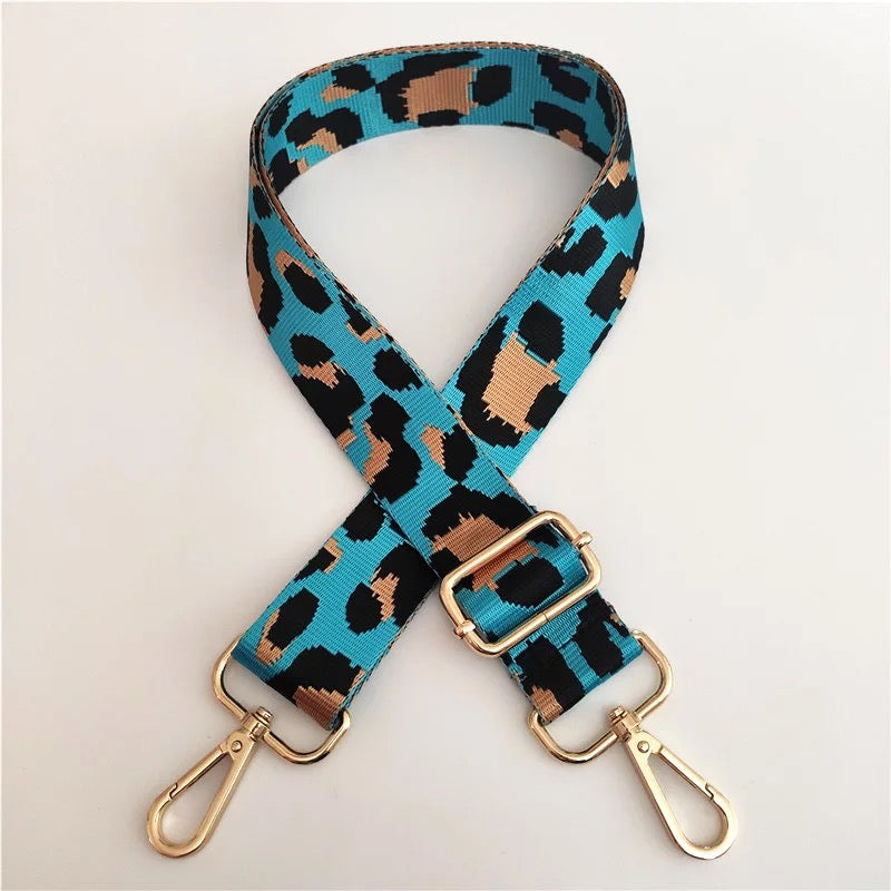 SALE BAG STRAP: ANIMAL TEAL 2 INCHES(GOLD HARDWARE)