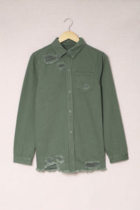 SALE SHACKET: DISTRESSED CAMO GREEN