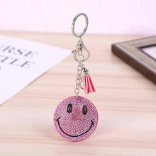 Load image into Gallery viewer, KEYCHAIN: RHINSTONE SMILE PINK
