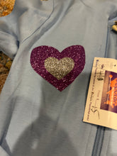 Load image into Gallery viewer, KIDS: BLUE HOODIE GLITTER HEARTS (SIZE 3)
