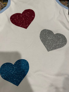 KIDS: BABY DRESS GLITTR HEARTS (SIZE 18M)