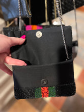 Load image into Gallery viewer, BEADED CLUTCH BAG: BLACK STRIPE BEE MINI

