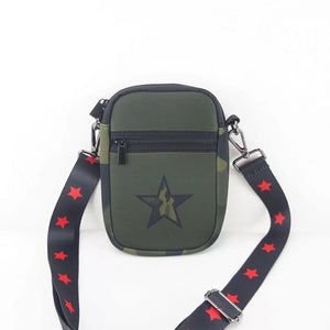 SALE NEOPRENE PHONE BAG: IMPERFECT (ARMY GREEN CAMO STAR)