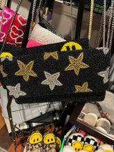 Load image into Gallery viewer, BEADED CLUTCH BAG: BLACK STARS
