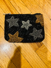 Load image into Gallery viewer, BEADED COIN PURSE: BLACK STARS
