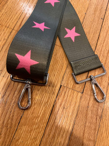 BAG STRAP: STAR GREEN PINK (GOLD OR SILVER HARDWARE)