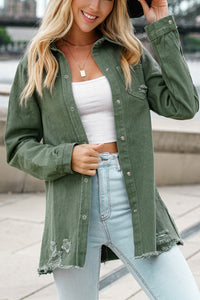 SALE SHACKET: DISTRESSED CAMO GREEN