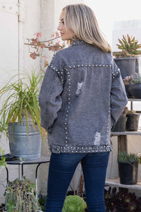 JACKET: CHARCOAL STUDDED & DISTRESSED