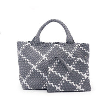 Load image into Gallery viewer, WOVEN NEOPRENE TOTE: GREY WHITE

