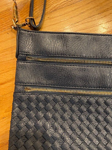 SALE BAG: VEGAN WOVEN CROSSBODY (NAVY BLUE)