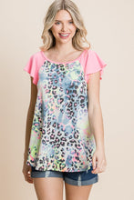 Load image into Gallery viewer, SALE TOP: NEON ANIMAL PRINT TERRY TOP
