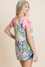 Load image into Gallery viewer, SALE TOP: NEON ANIMAL PRINT TERRY TOP
