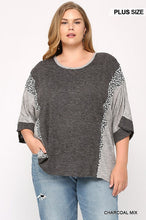 Load image into Gallery viewer, SALE PLUS TOP: SOFT KNIT CHARCOAL LEOPARD LOOSE FIT
