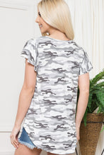 Load image into Gallery viewer, SALE PLUS TOP: GREY CAMO FLUTTER
