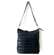 Load image into Gallery viewer, PUFFER MESSENGER: BLACK SHINY ZIPPER CLOSURE
