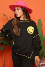 Load image into Gallery viewer, SALE SWEATSHIRT: LOOSE FIT TERRY BLACK SMILE
