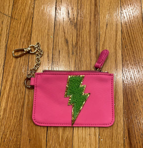 KEYCHAIN POUCH: PINK BOLT PATCH