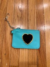 Load image into Gallery viewer, KEYCHAIN POUCH: BLUE BLACK HEART PATCH
