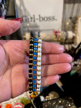 Load image into Gallery viewer, BRACELET: GOLD BEAD W BLUE
