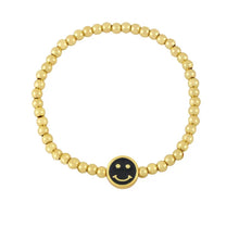 Load image into Gallery viewer, BRACELET: GOLD BEAD SMILE (BLACK)
