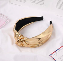 Load image into Gallery viewer, SALE HEADBAND: VEGAN LEATHER KNOT/TWIST (GOLD)
