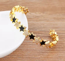 Load image into Gallery viewer, BRACELET: CUFF STAR CRYSTAL (BLACK)
